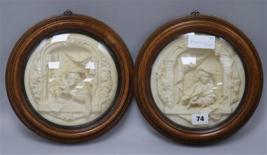 Two circular alabaster reliefs